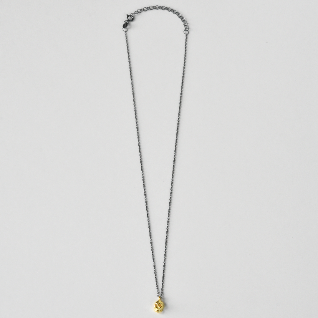 Memento Mori Necklace in Vermeil and Oxidized Sterling Silver - Goldmakers Fine Jewelry
