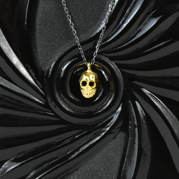Memento Mori Necklace in Vermeil and Oxidized Sterling Silver - Goldmakers Fine Jewelry