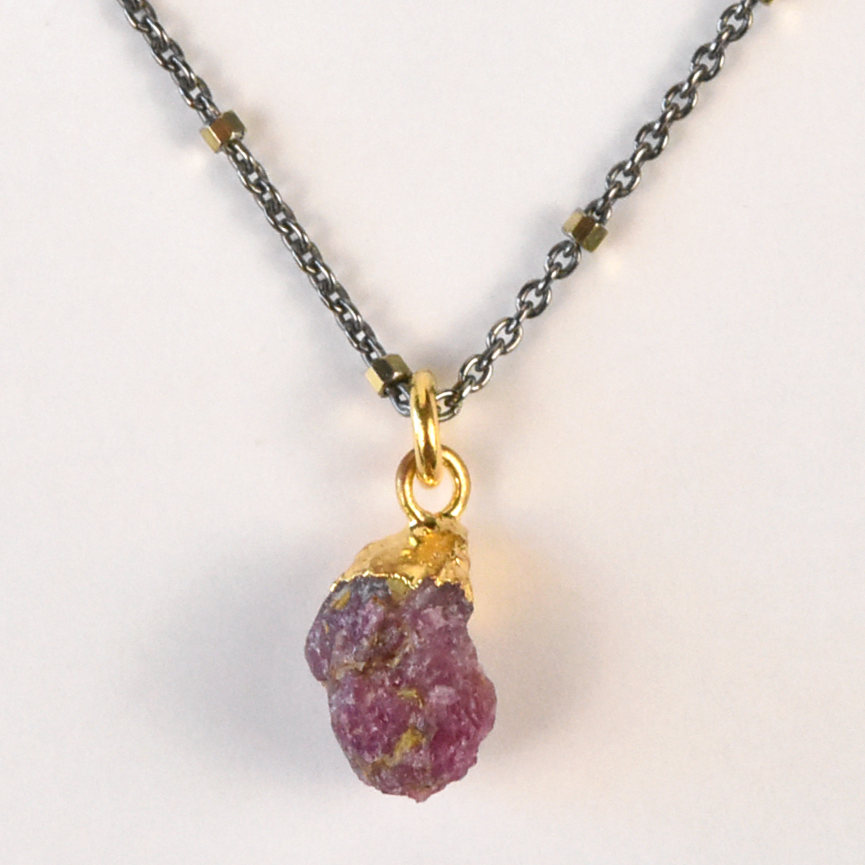Raw Ruby Pendant - Goldmakers Fine Jewelry