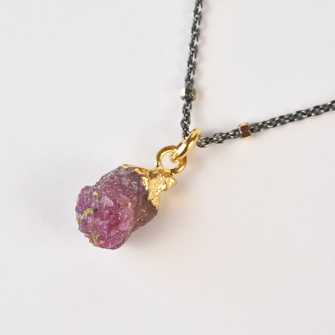 Raw Ruby Pendant - Goldmakers Fine Jewelry