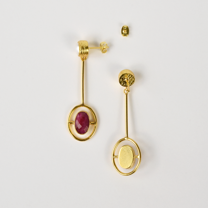 Ruby and Pearl Earrings in Vermeil - Goldmakers Fine Jewelry