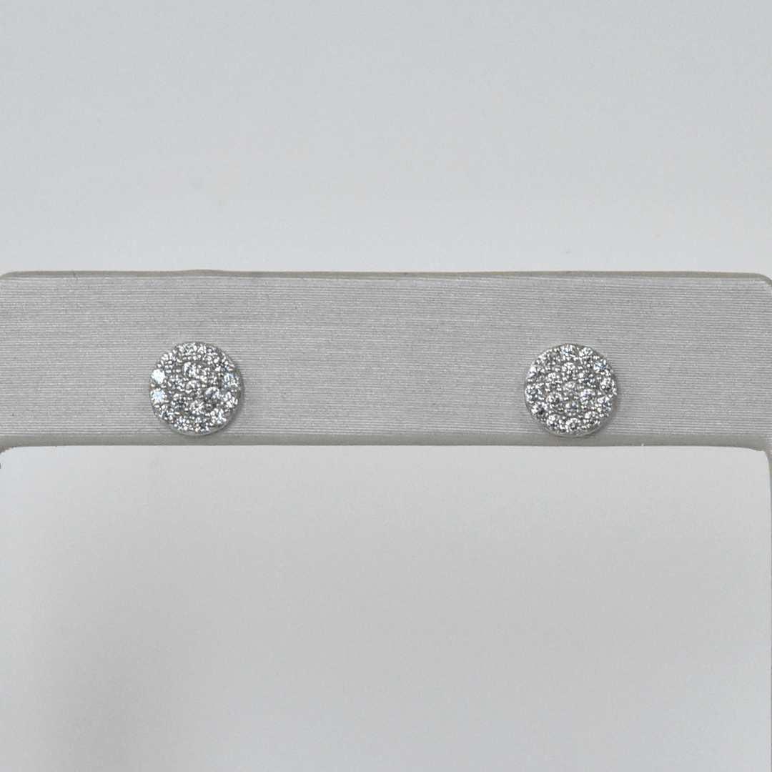 Crystal Encrusted Sterling Circle Studs - Goldmakers Fine Jewelry