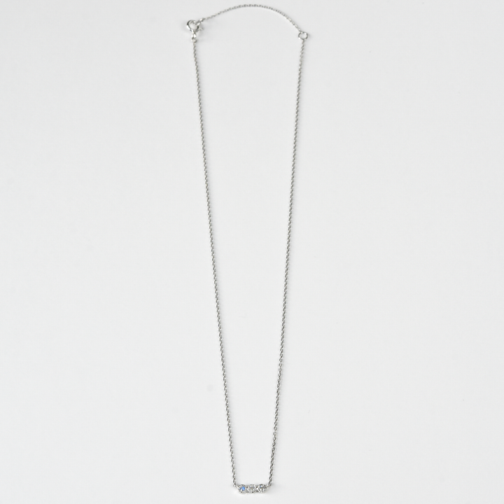 Petite Moonstone Three Stone Necklace in Silver - Goldmakers Fine Jewelry