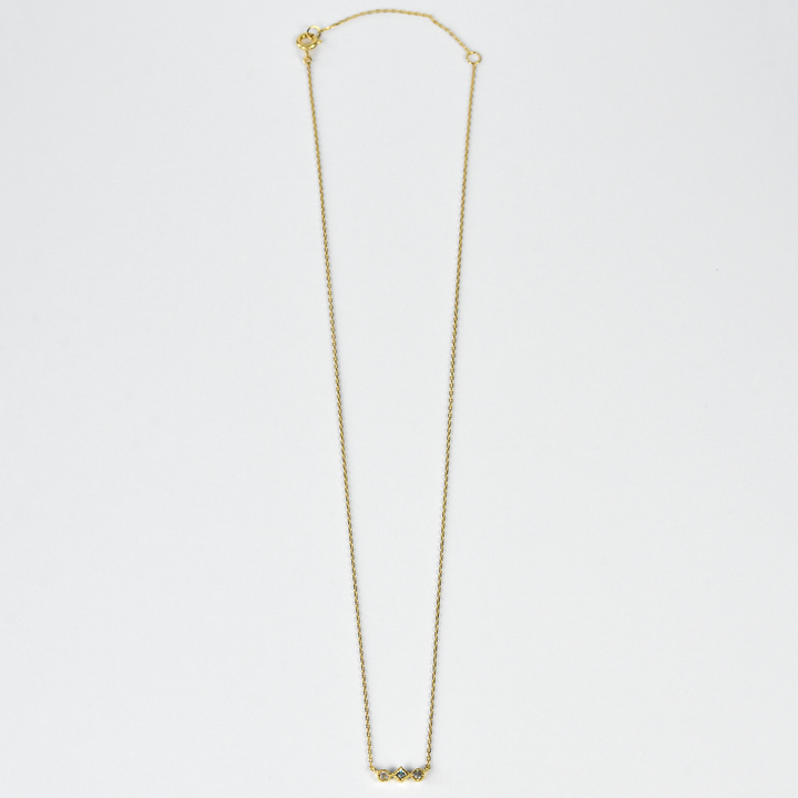 Petite Three Stone Necklace in Gold Vermeil - Goldmakers Fine Jewelry