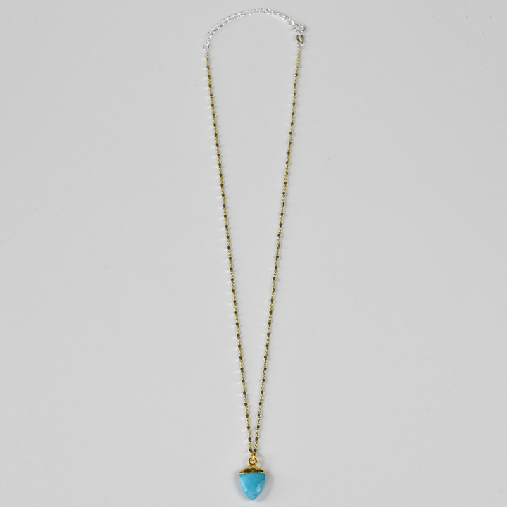 Turquoise Shield Necklace with Vermeil Chain - Goldmakers Fine Jewelry