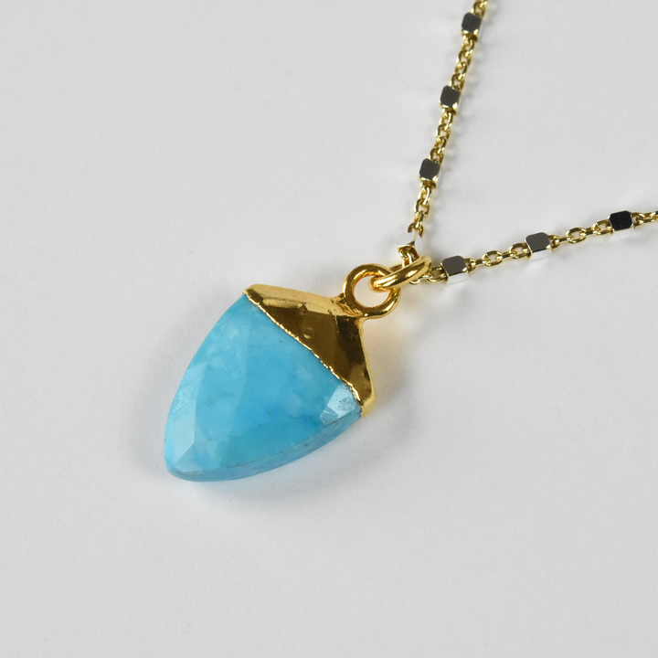 Turquoise Shield Necklace with Vermeil Chain - Goldmakers Fine Jewelry