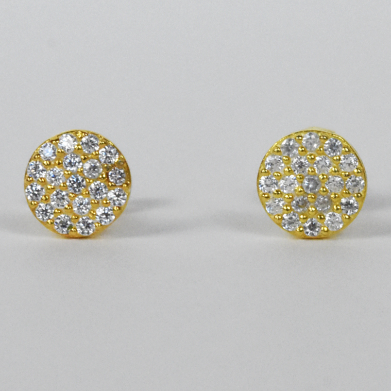 Crystal Encrusted Vermeil Circle Studs - Goldmakers Fine Jewelry