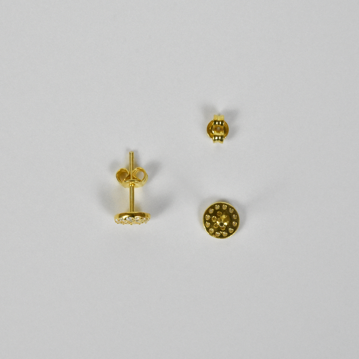 Crystal Encrusted Vermeil Circle Studs - Goldmakers Fine Jewelry