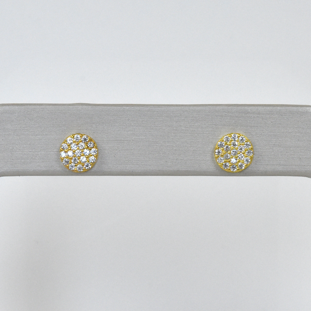 Crystal Encrusted Vermeil Circle Studs - Goldmakers Fine Jewelry