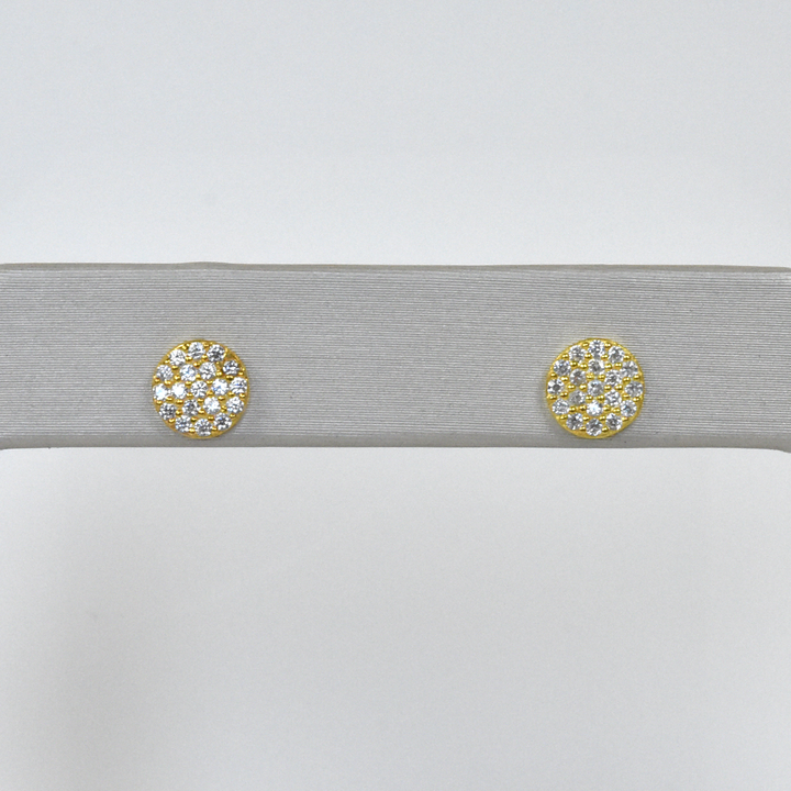 Crystal Encrusted Vermeil Circle Studs - Goldmakers Fine Jewelry