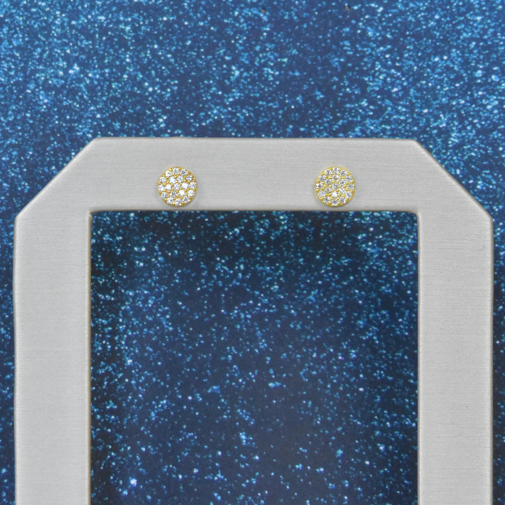 Crystal Encrusted Vermeil Circle Studs - Goldmakers Fine Jewelry