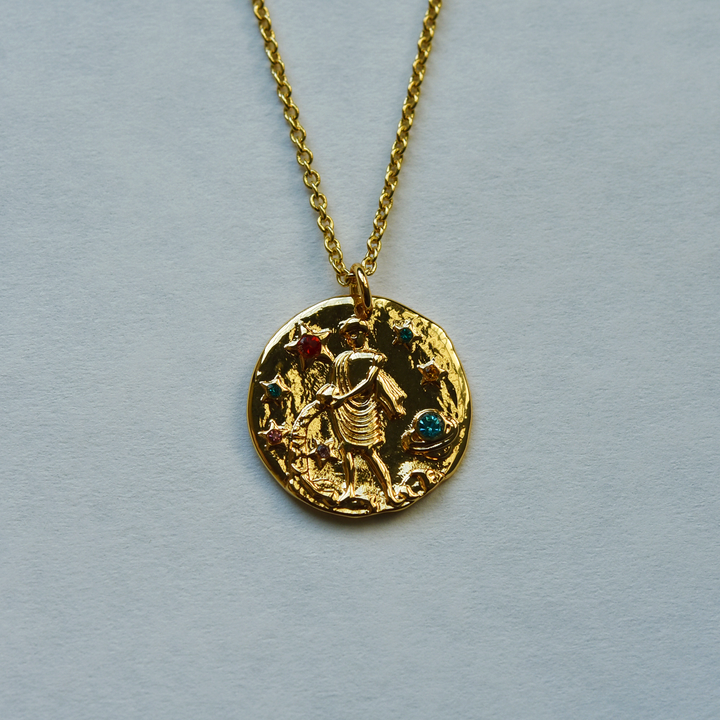 Aquarius Coin Necklace - Goldmakers Fine Jewelry