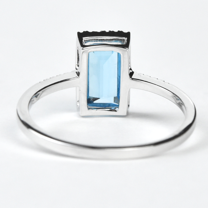Blue Topaz and Diamond Ring in White Gold - Goldmakers Fine Jewelry