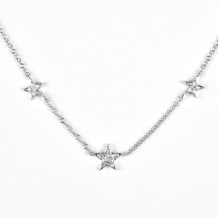 White Gold Diamond Stars Necklace - Goldmakers Fine Jewelry