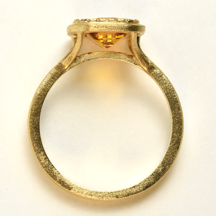 Citrine and Diamond Ring In 14k Yellow Gold Matte Finish - Goldmakers Fine Jewelry