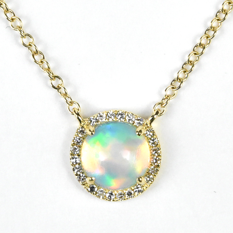 The Audrie: Opal and Diamond Necklace - Goldmakers Fine Jewelry