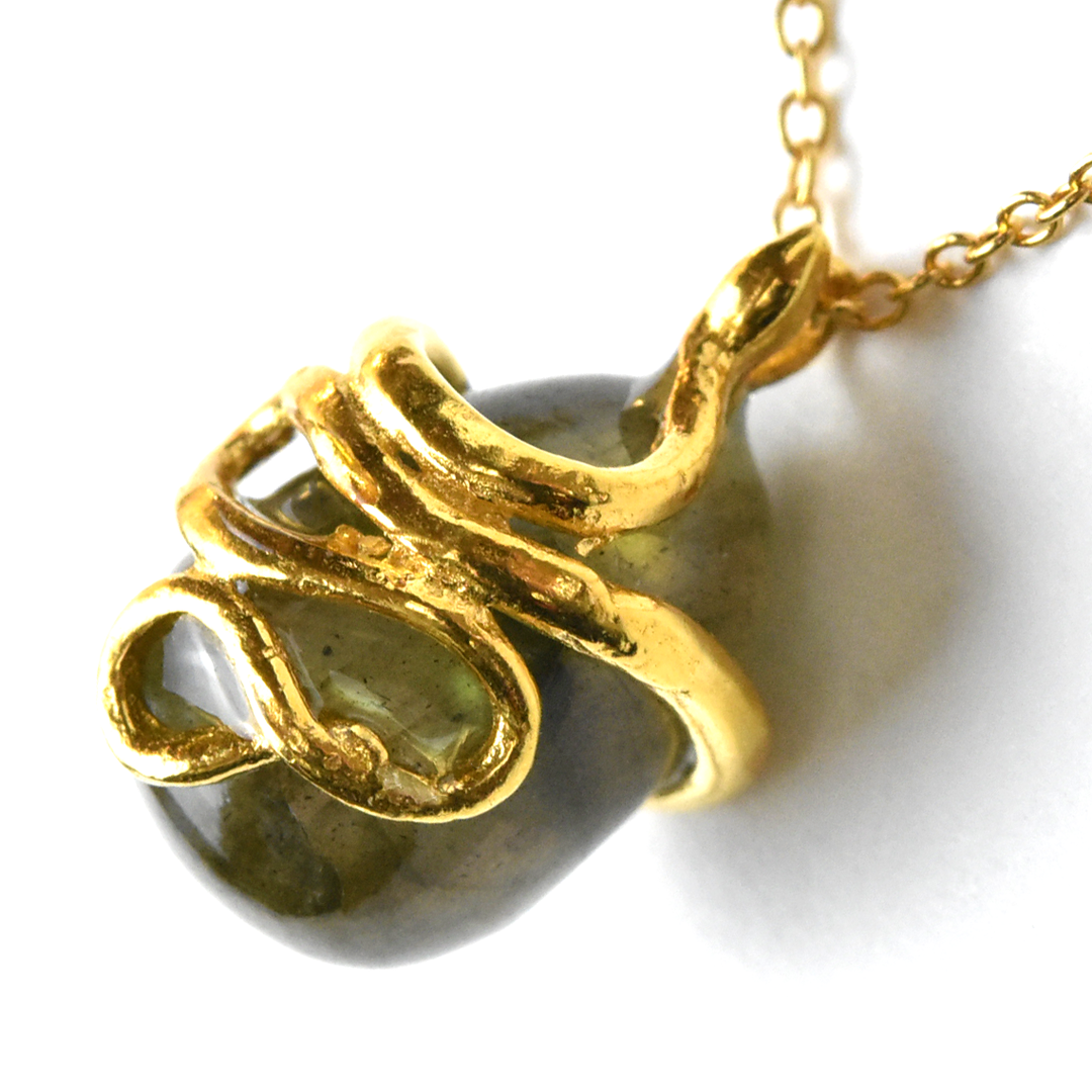 Labradorite Snake Egg Necklace - Goldmakers Fine Jewelry