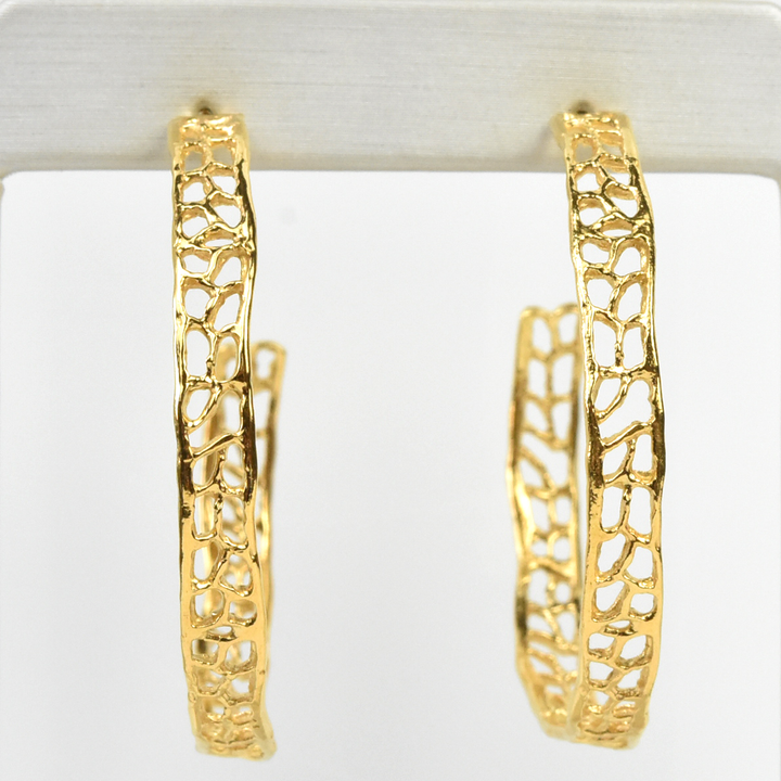Large Vermeil Coral Hoops - Goldmakers Fine Jewelry