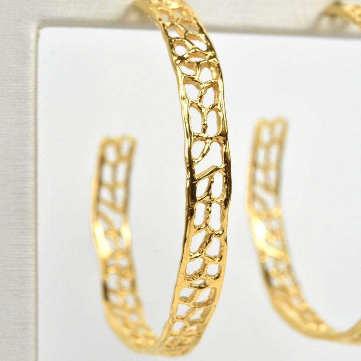 Large Vermeil Coral Hoops - Goldmakers Fine Jewelry