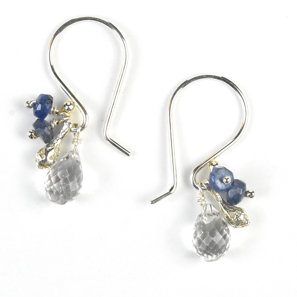 Sapphire and Topaz Briolette Earrings - Goldmakers Fine Jewelry