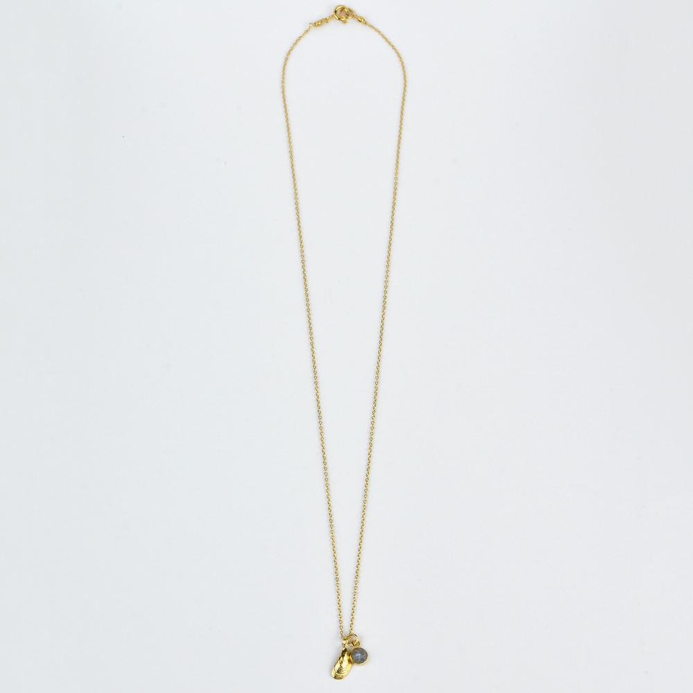 Micro Serenity Shell Bezel Necklace - Goldmakers Fine Jewelry