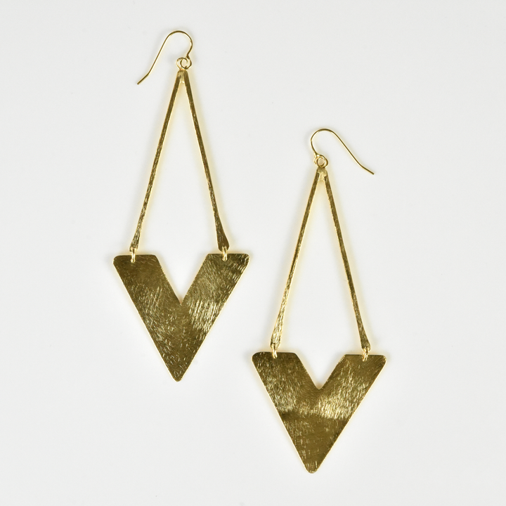 V Drop Earrings in Gold Tone - Goldmakers Fine Jewelry