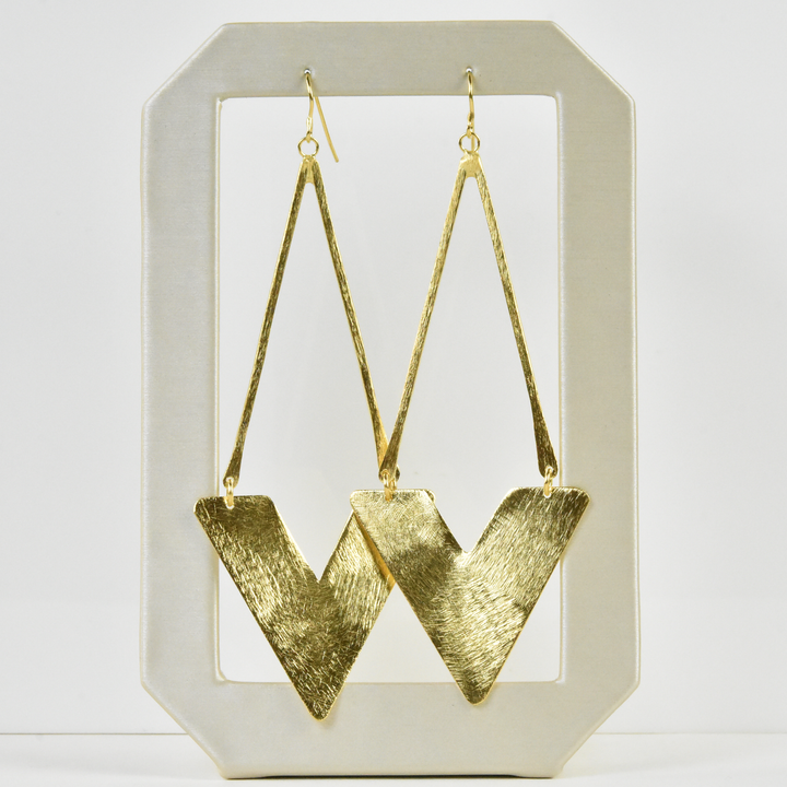 V Drop Earrings in Gold Tone - Goldmakers Fine Jewelry