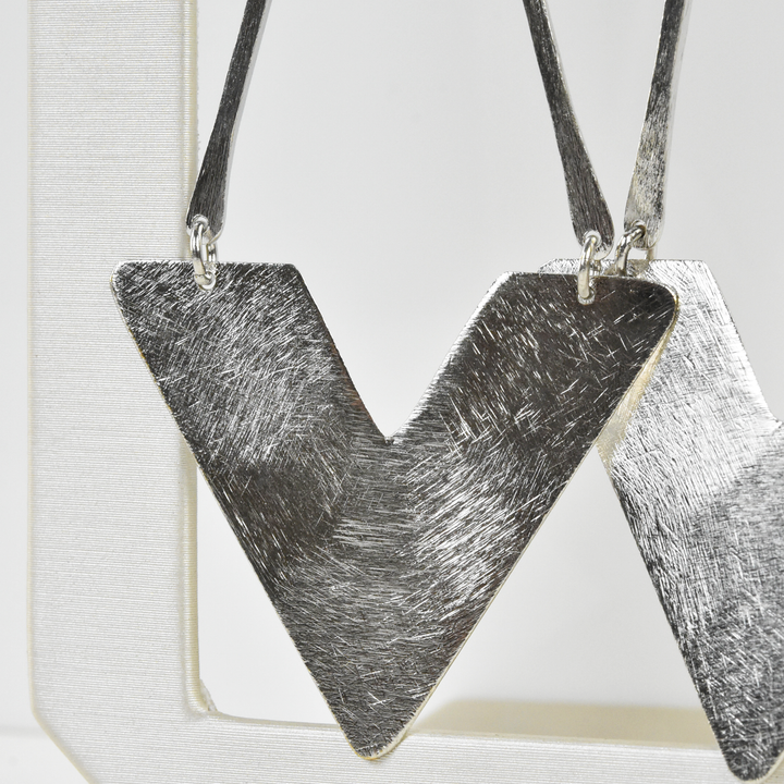 V Drop Earrings in Silver Tone - Goldmakers Fine Jewelry