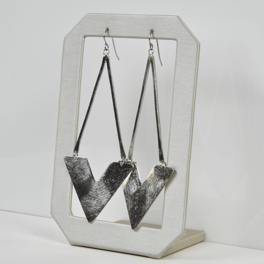 V Drop Earrings in Silver Tone - Goldmakers Fine Jewelry