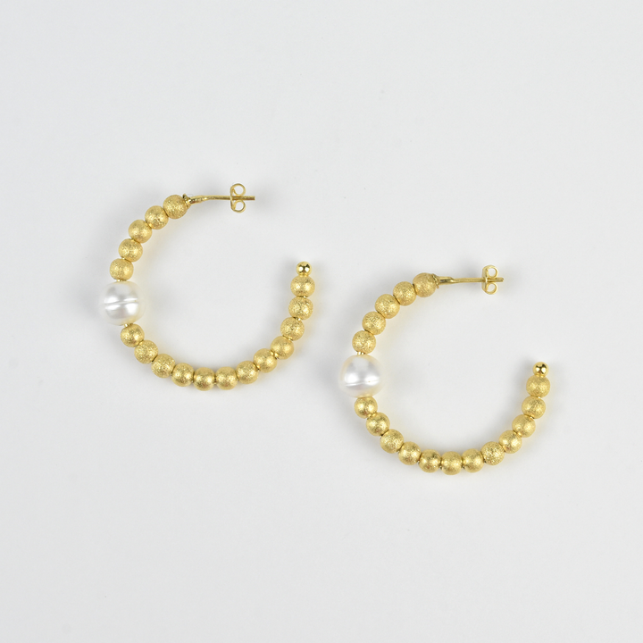 Pearl and Beaded Hoops - Goldmakers Fine Jewelry