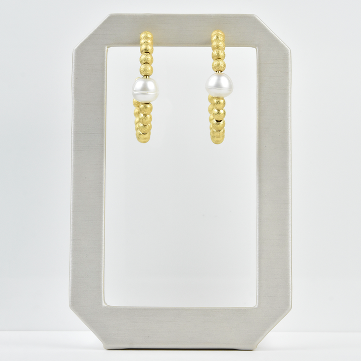 Pearl and Beaded Hoops - Goldmakers Fine Jewelry