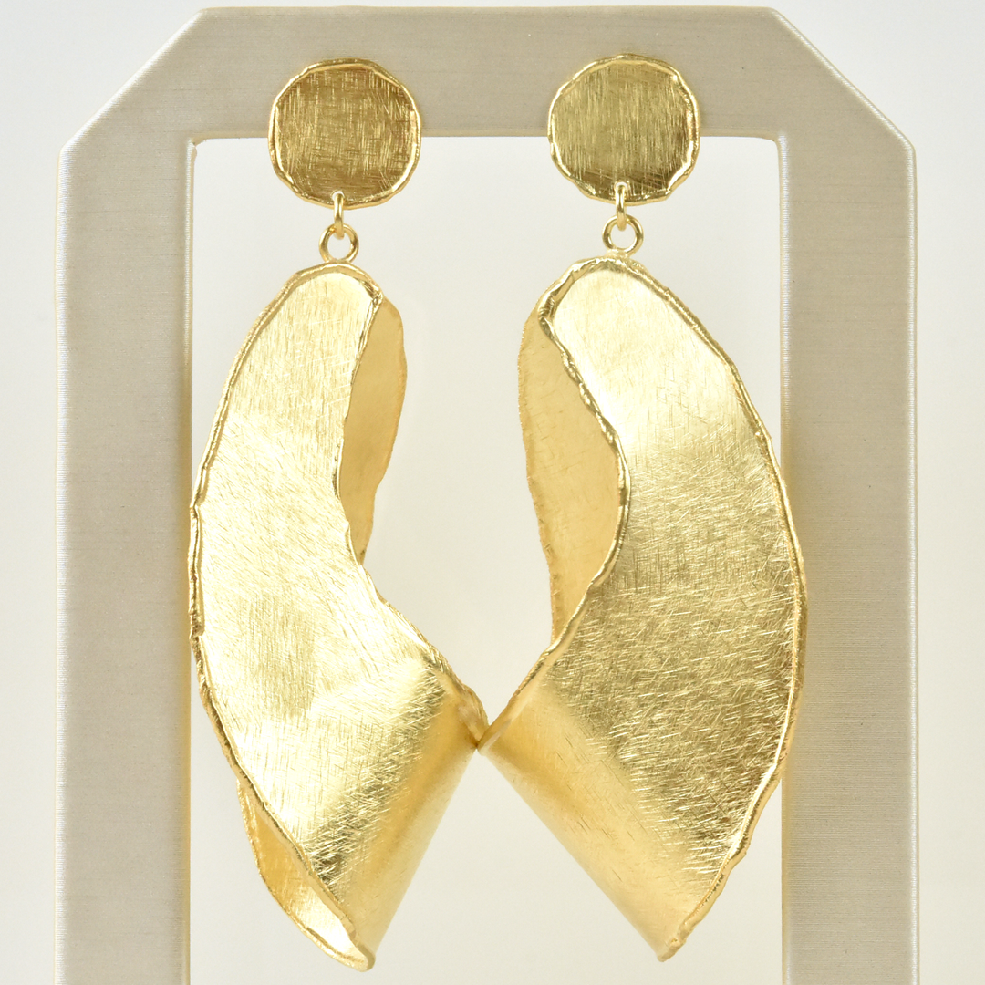 Curved Statement Earrings in Gold Tone - Goldmakers Fine Jewelry