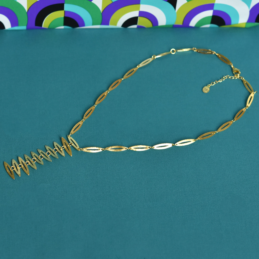 Ellipse Necklace with Drop - Goldmakers Fine Jewelry