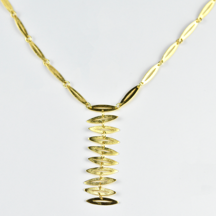 Ellipse Necklace with Drop - Goldmakers Fine Jewelry