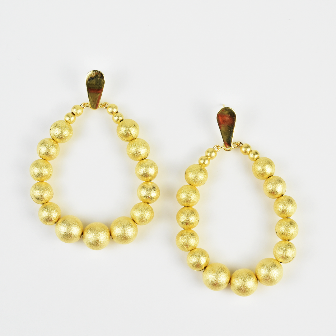 Oval Beaded Statement Earrings - Goldmakers Fine Jewelry