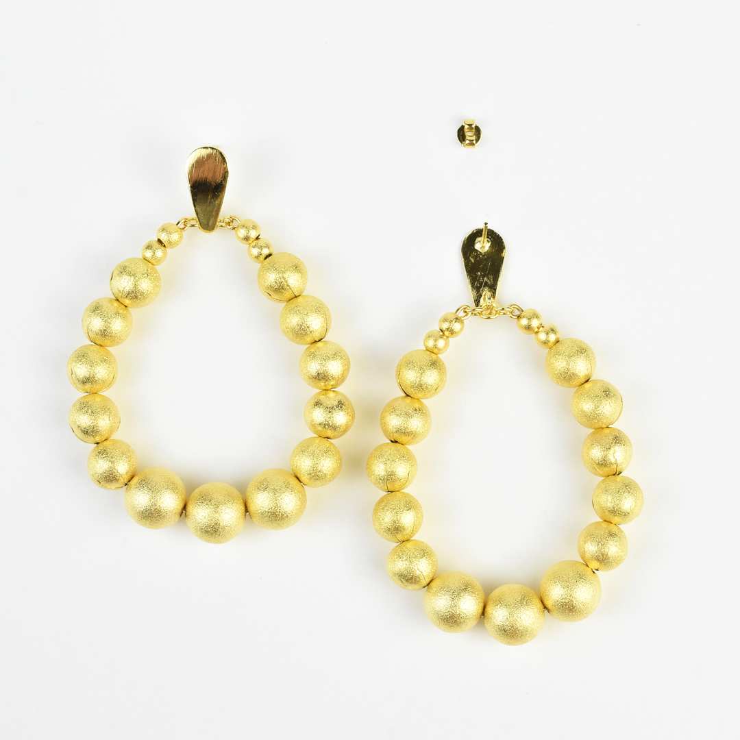 Oval Beaded Statement Earrings - Goldmakers Fine Jewelry
