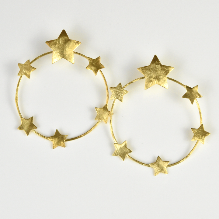 Shooting Star Hoop Earrings in Gold Tone - Goldmakers Fine Jewelry