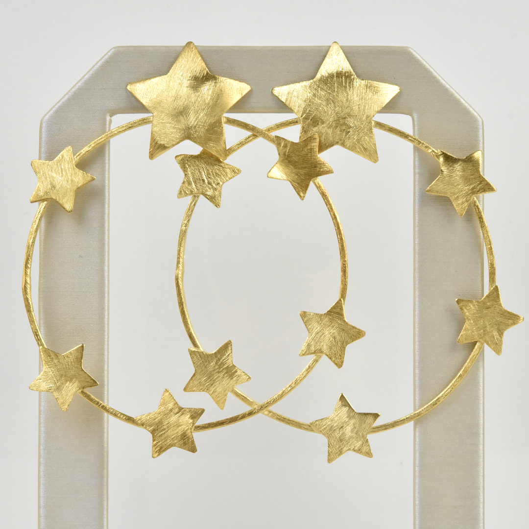 Shooting Star Hoop Earrings in Gold Tone - Goldmakers Fine Jewelry