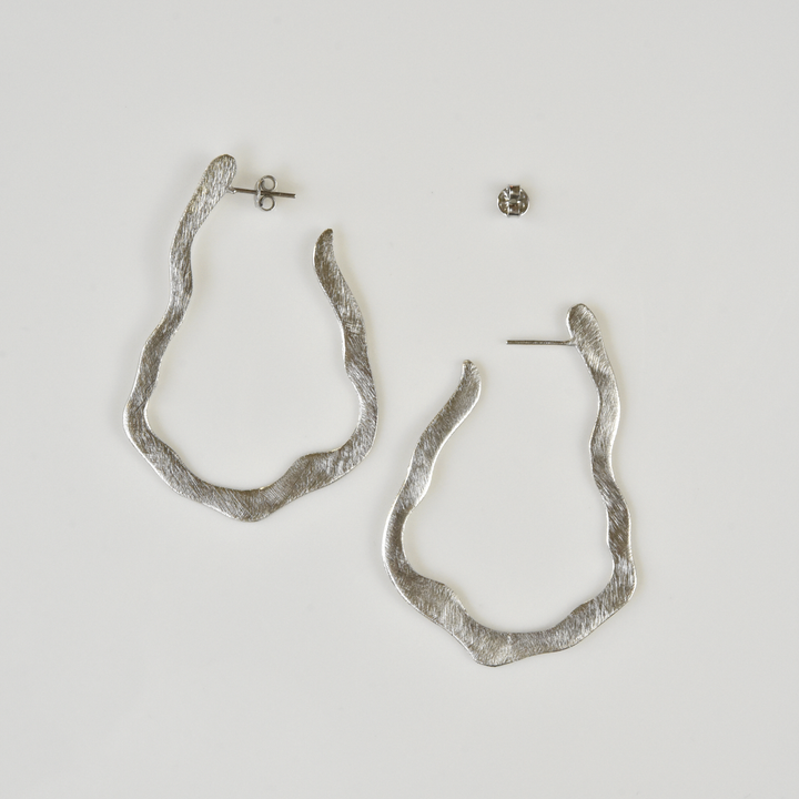 Squiggle Hoop Earrings in Silver Tone - Goldmakers Fine Jewelry