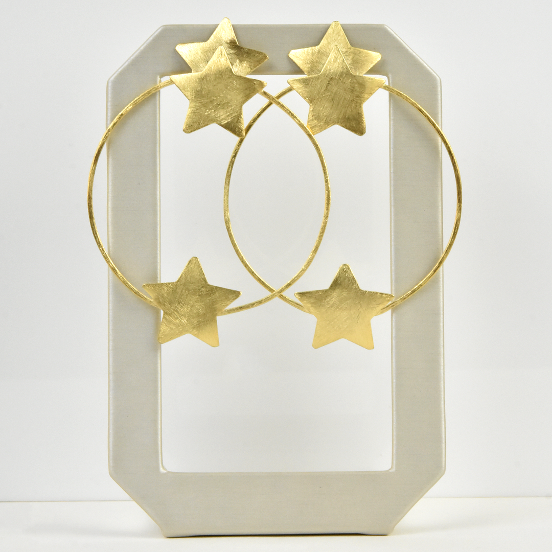 Star Hoop Earrings in Gold Tone - Goldmakers Fine Jewelry