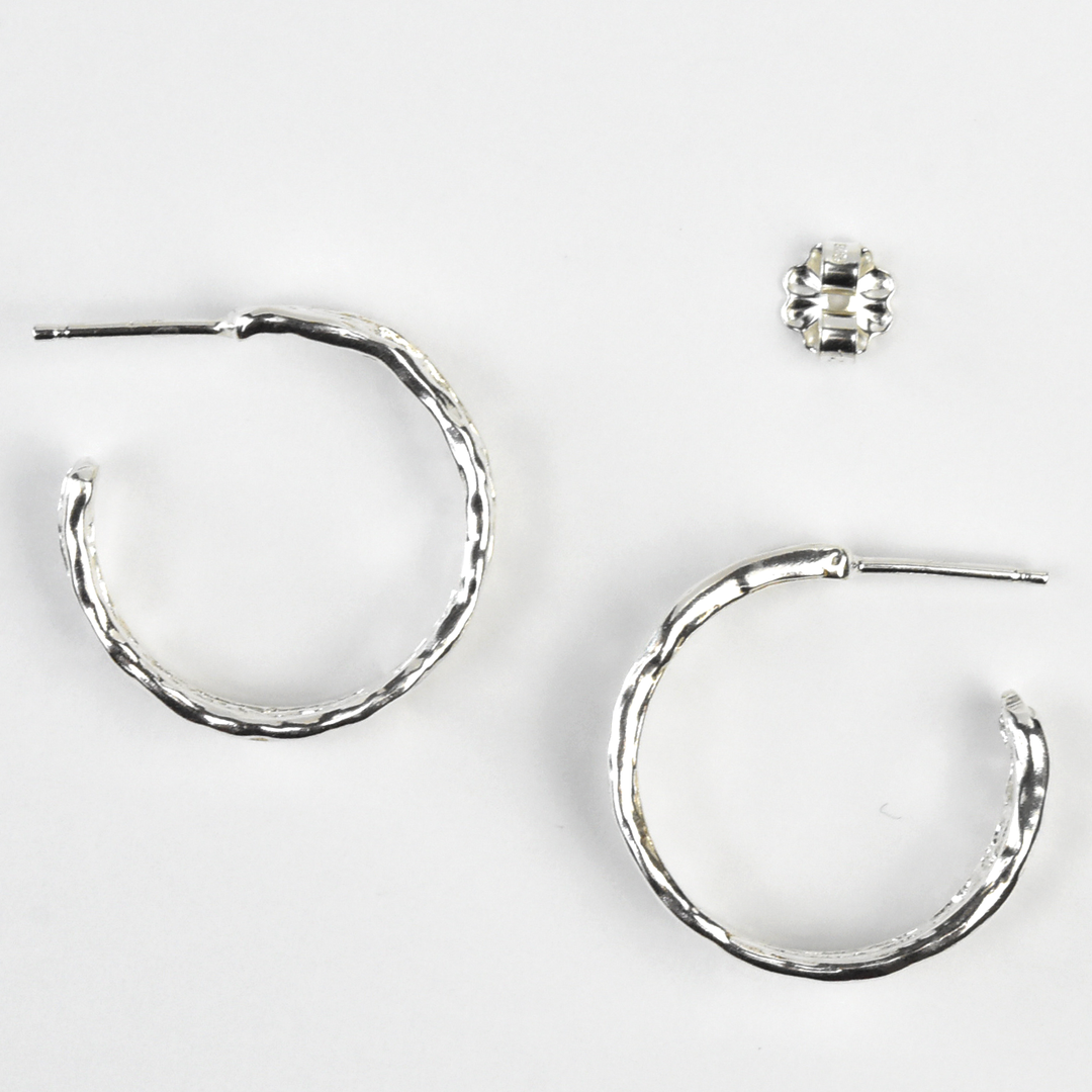 Small Silver Coral Hoops - Goldmakers Fine Jewelry