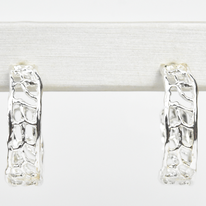 Small Silver Coral Hoops - Goldmakers Fine Jewelry