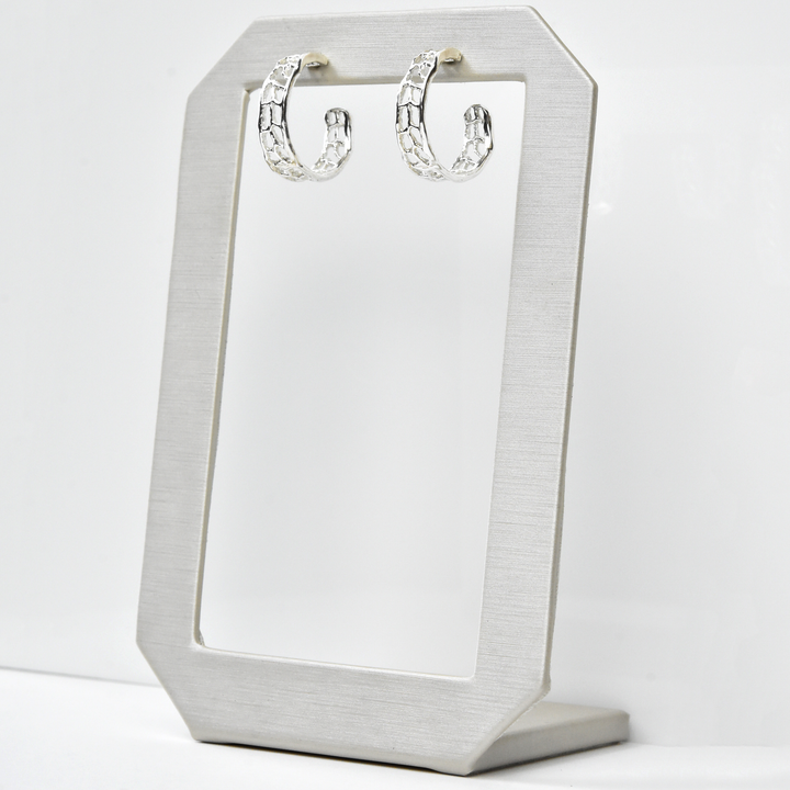 Small Silver Coral Hoops - Goldmakers Fine Jewelry