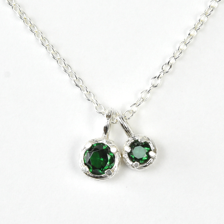 Solitaire Necklace with Two Stones - Goldmakers Fine Jewelry