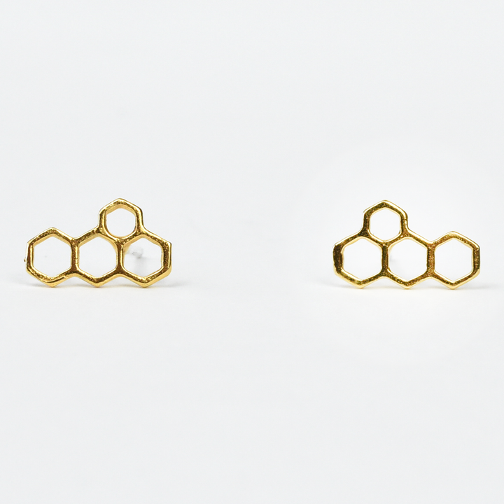 Vermeil Honeycomb Studs - Goldmakers Fine Jewelry
