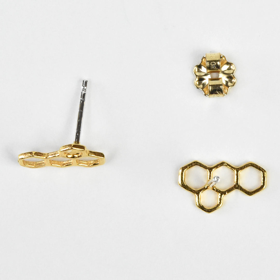 Vermeil Honeycomb Studs - Goldmakers Fine Jewelry