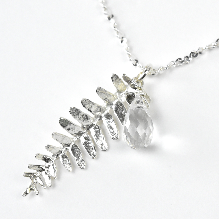 Kaimana Leaf Necklace with Stone - Goldmakers Fine Jewelry