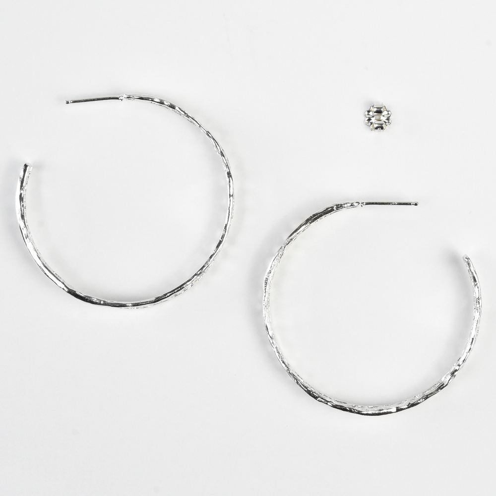 Large Silver Coral Hoops - Goldmakers Fine Jewelry