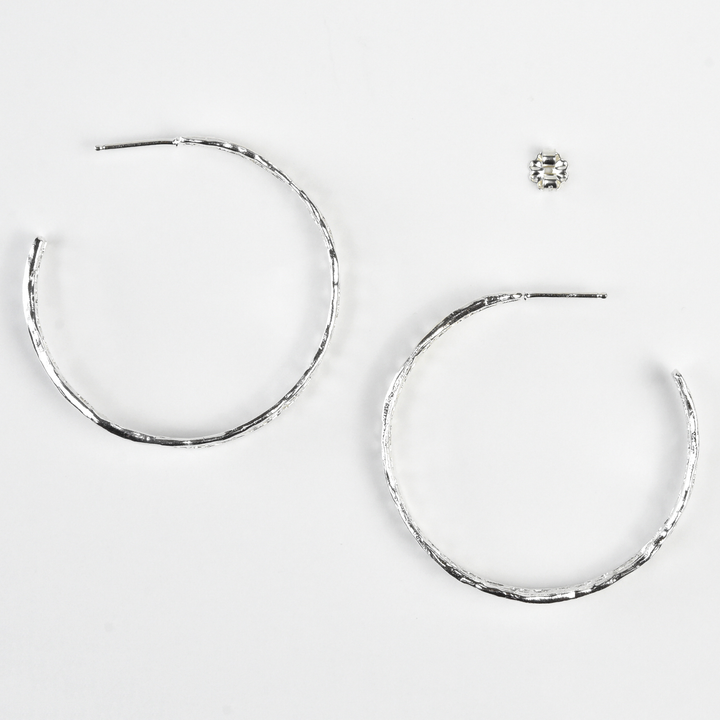 Large Silver Coral Hoops - Goldmakers Fine Jewelry