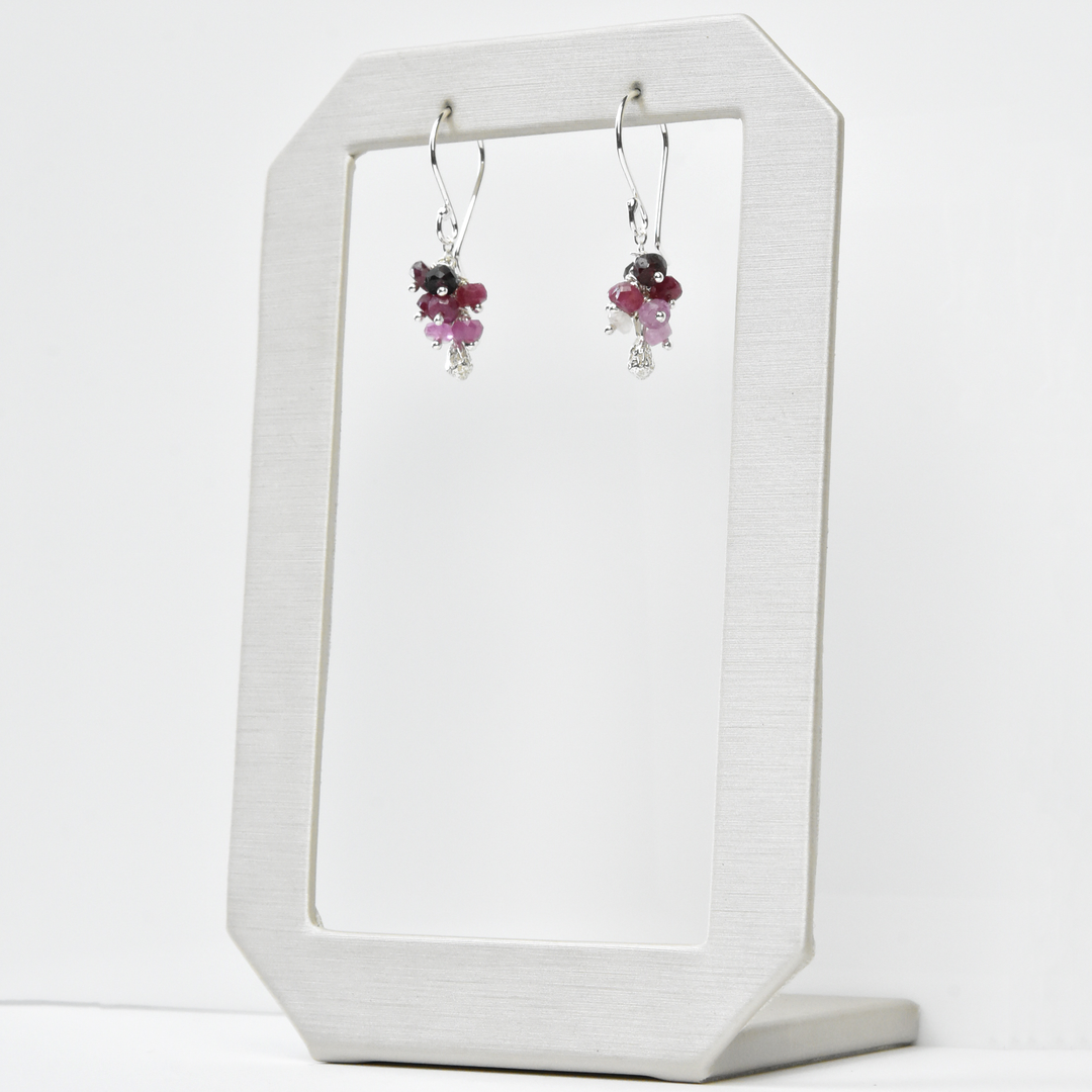 Mini Ruby Pod Cluster Earrings - Goldmakers Fine Jewelry